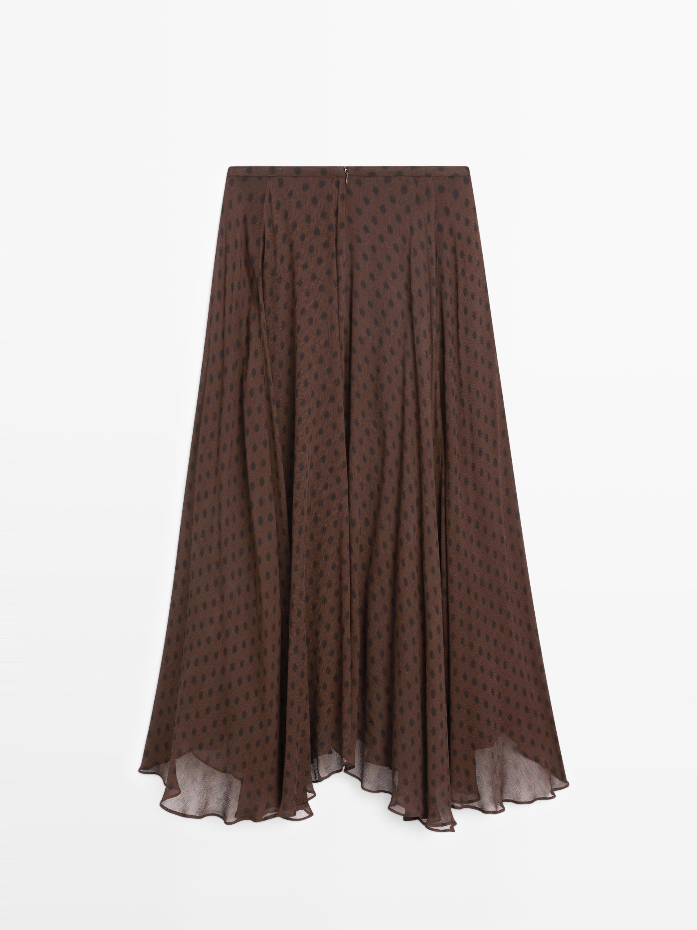 Flared polka dot midi skirt